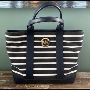 Michael Kors Fulton blue and white nautical style canvas tote